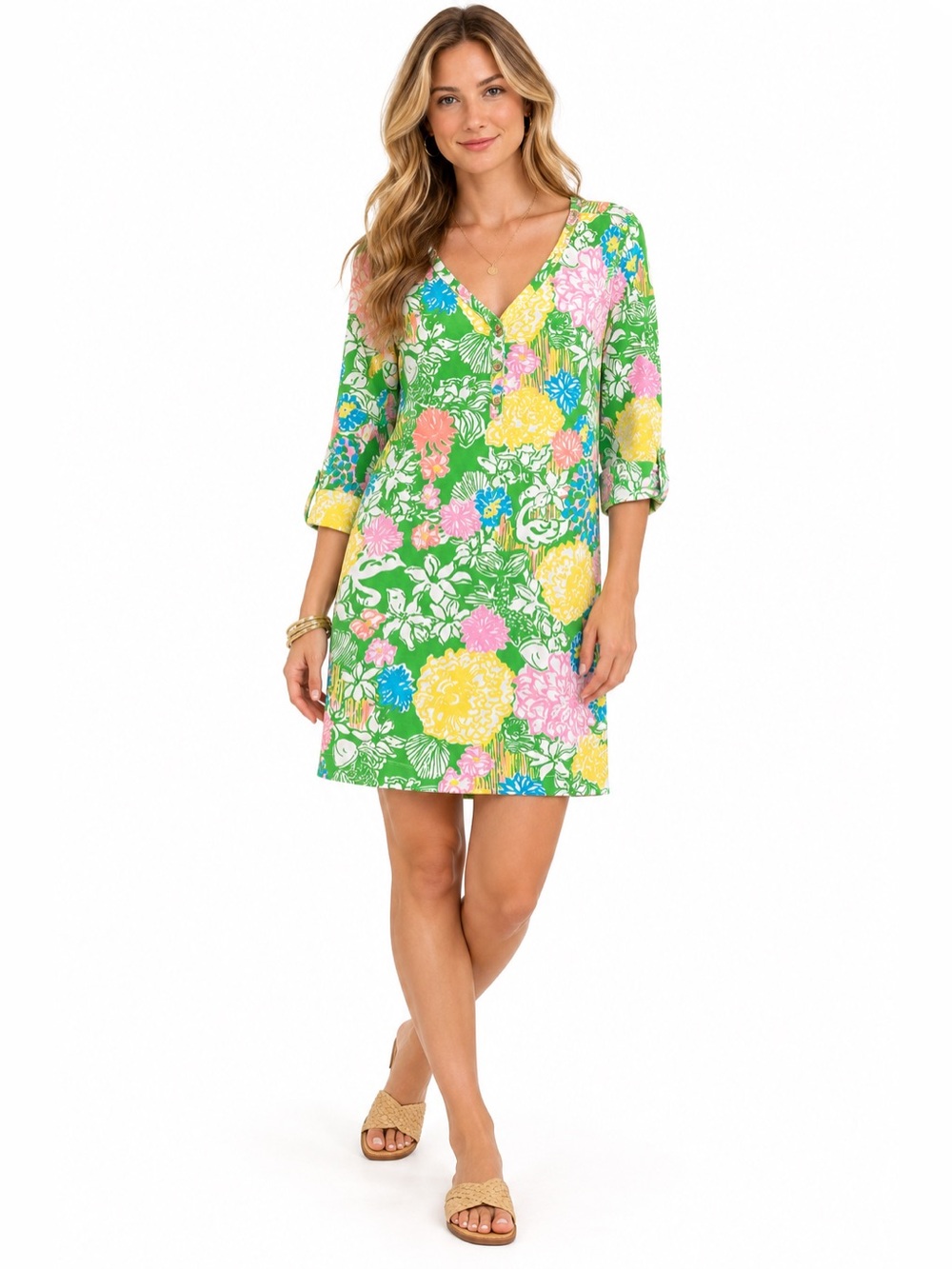 Lilly Pulitzer Palmetto Dress in Hibiscus Stroll Print - Size L - EUC